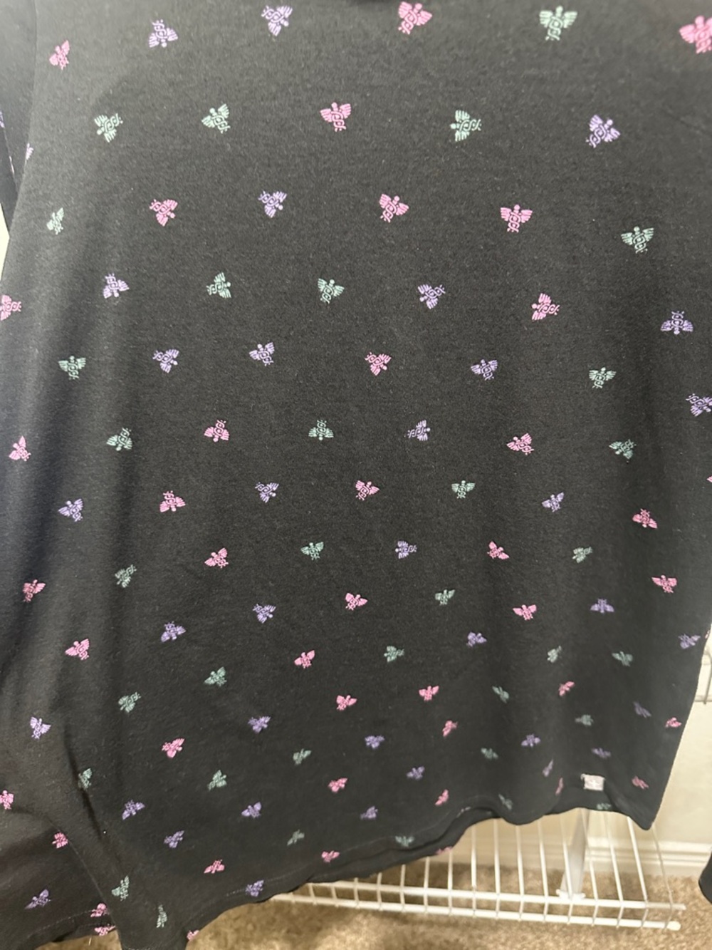 FIGS Black Tee with Pink, Teal & Medical Patterns - Picture 4 of 7